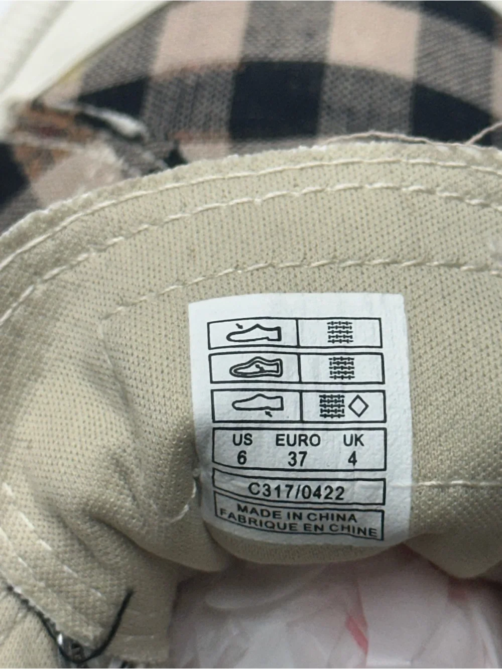 Kids Plaid Canvas Lace-Up Sneakers in Beige and Black